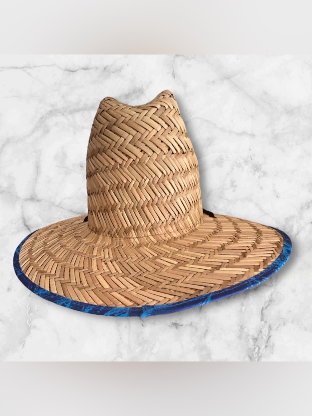 NWT Hurley Bayside Straw Lifeguard Hat Blue Wave Underside Brim OS Unisex Beach - Picture 7 of 10